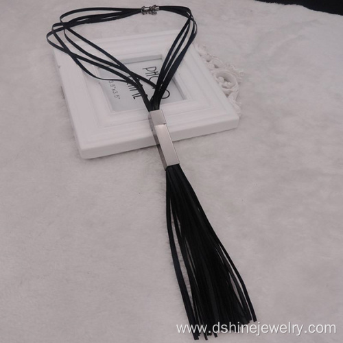 Leather Layered Necklaces With Long Fringe Necklaces Designs